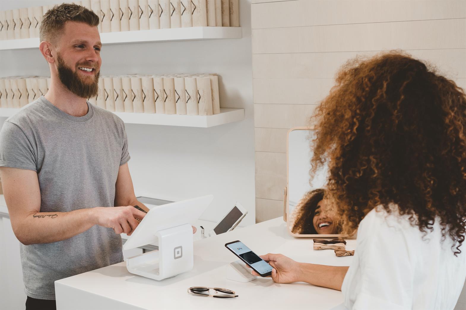 Customer purchasing from a store