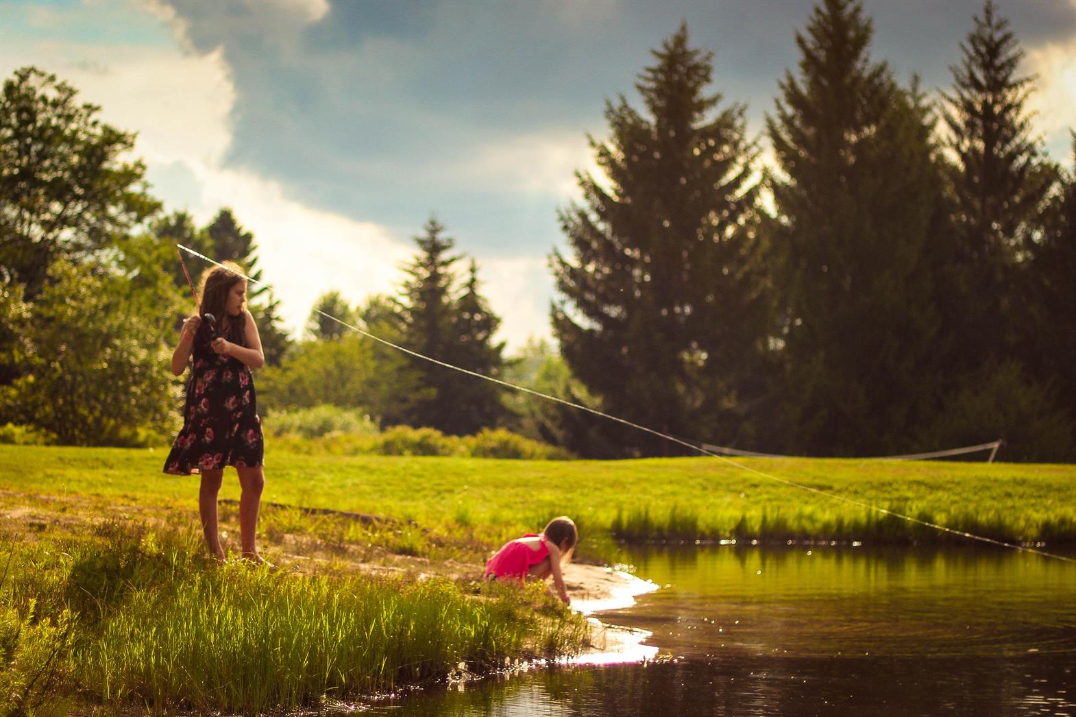 Child fishing during the day