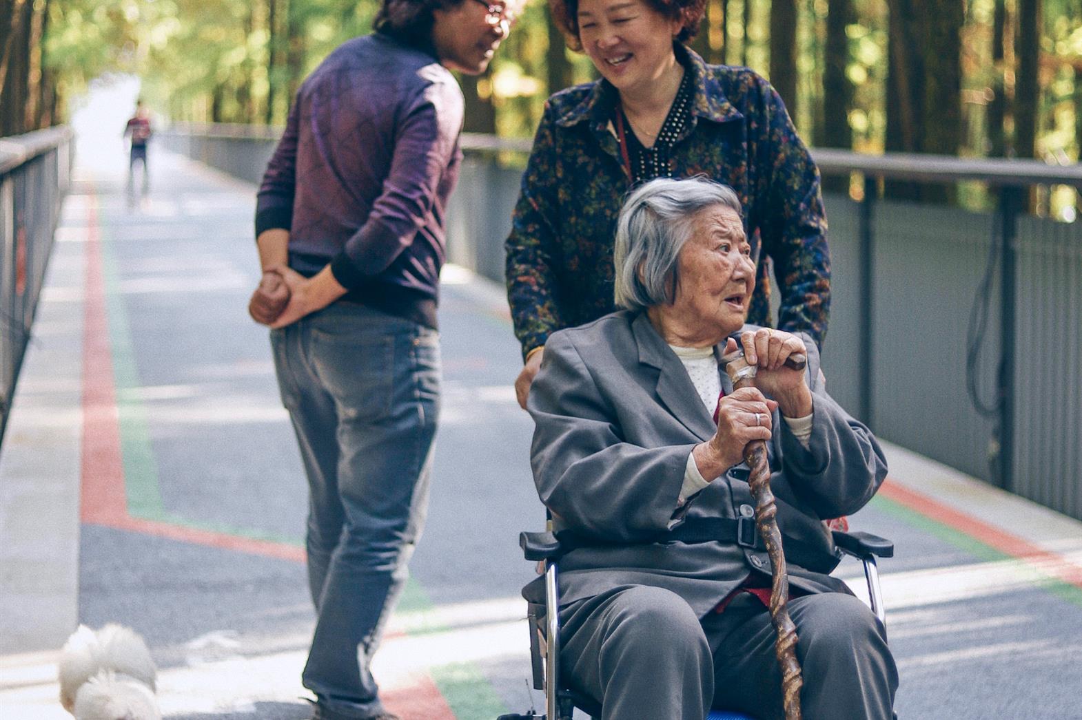 Senior woman washing her hands