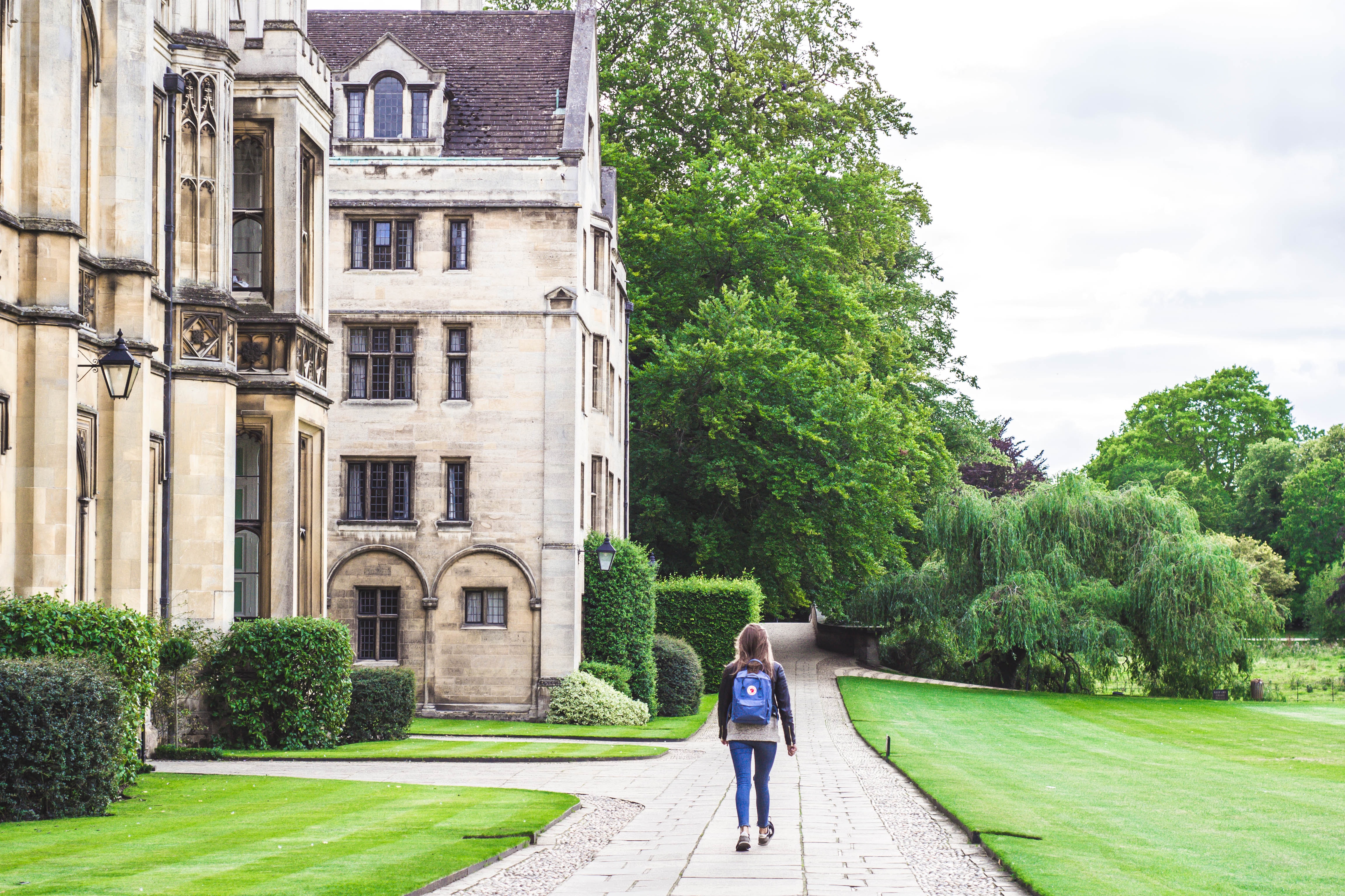 person walking on university campus