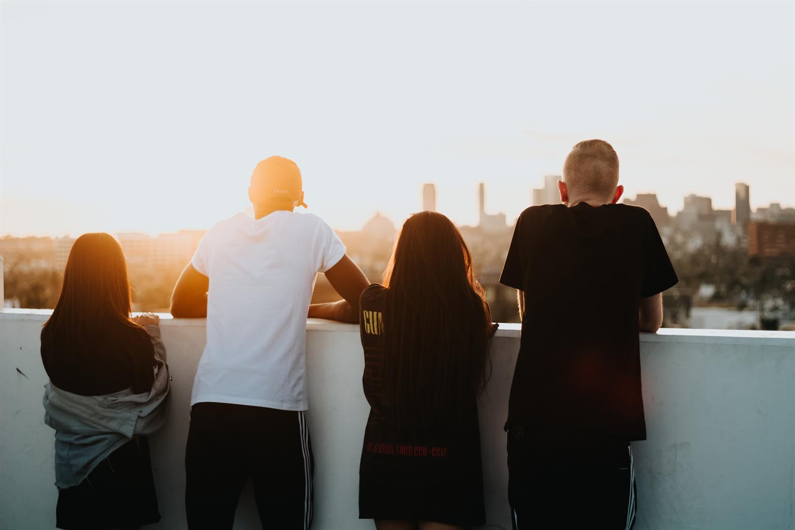 Youth looking at the sunset