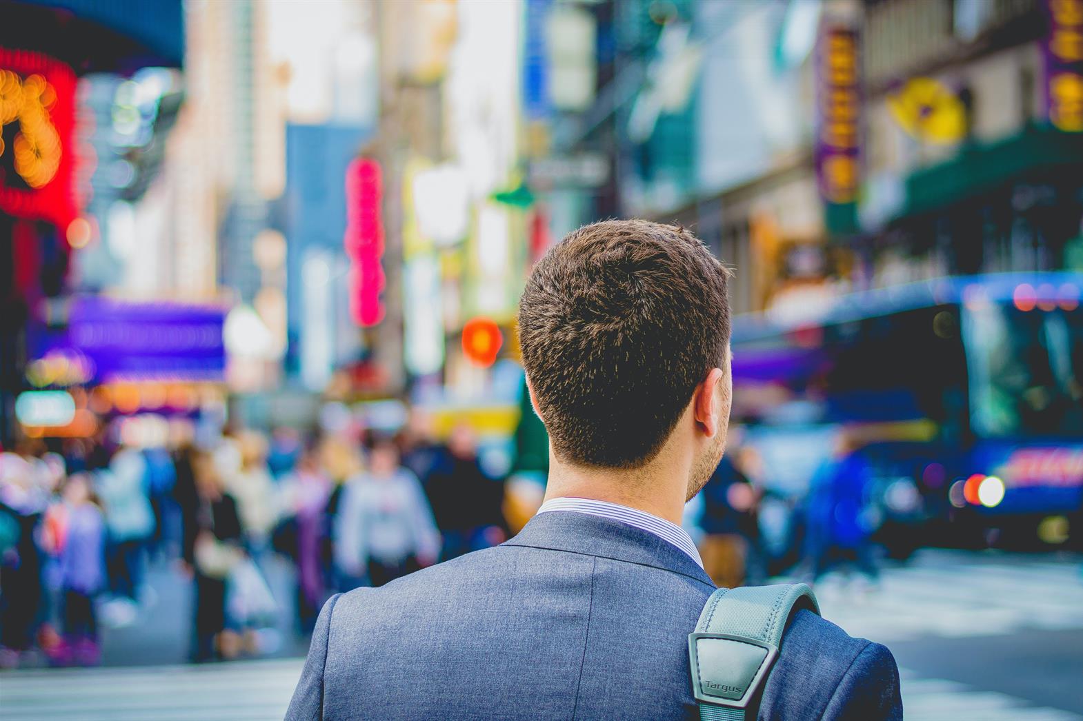 Young man going to work