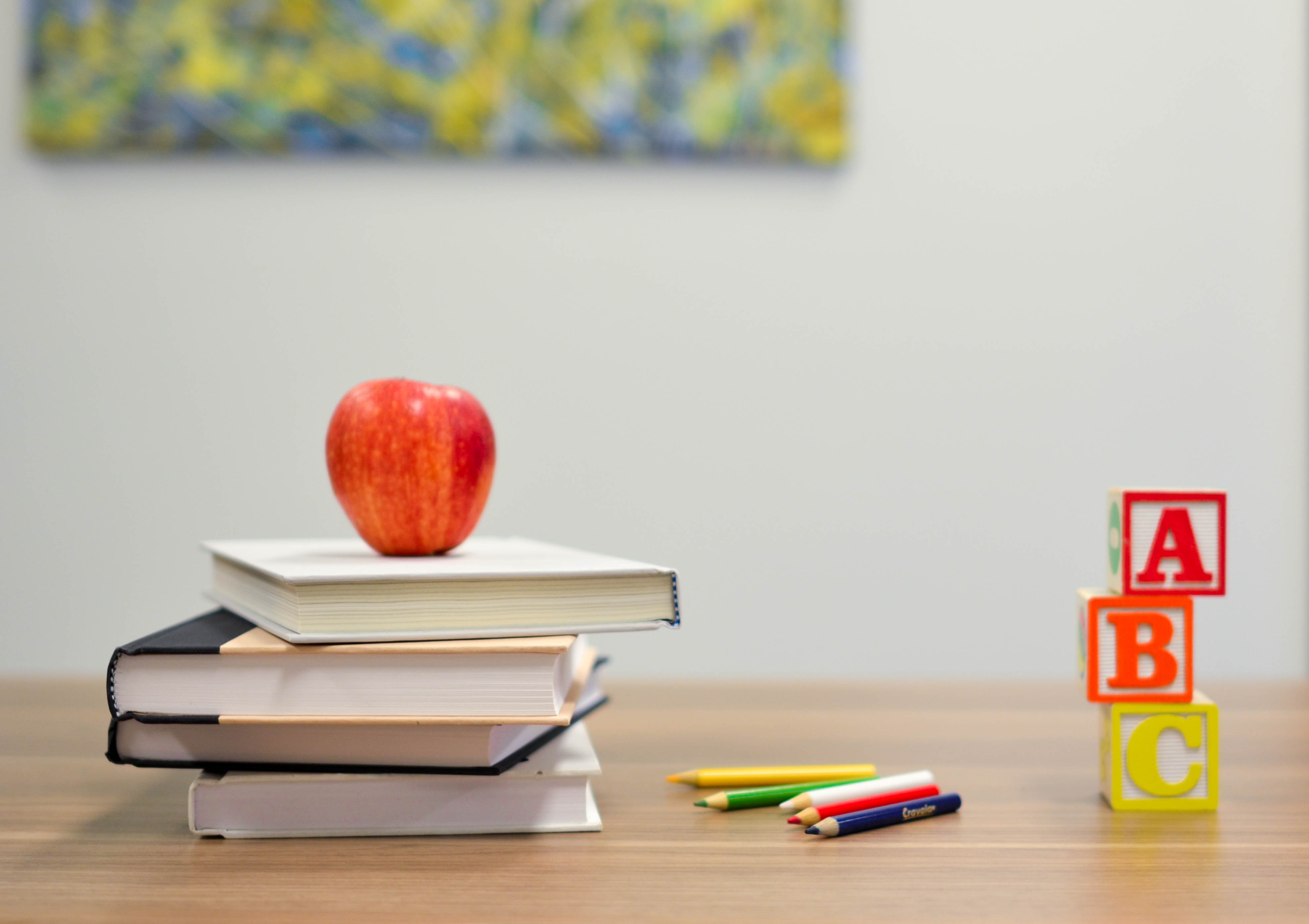 Apple and books at school