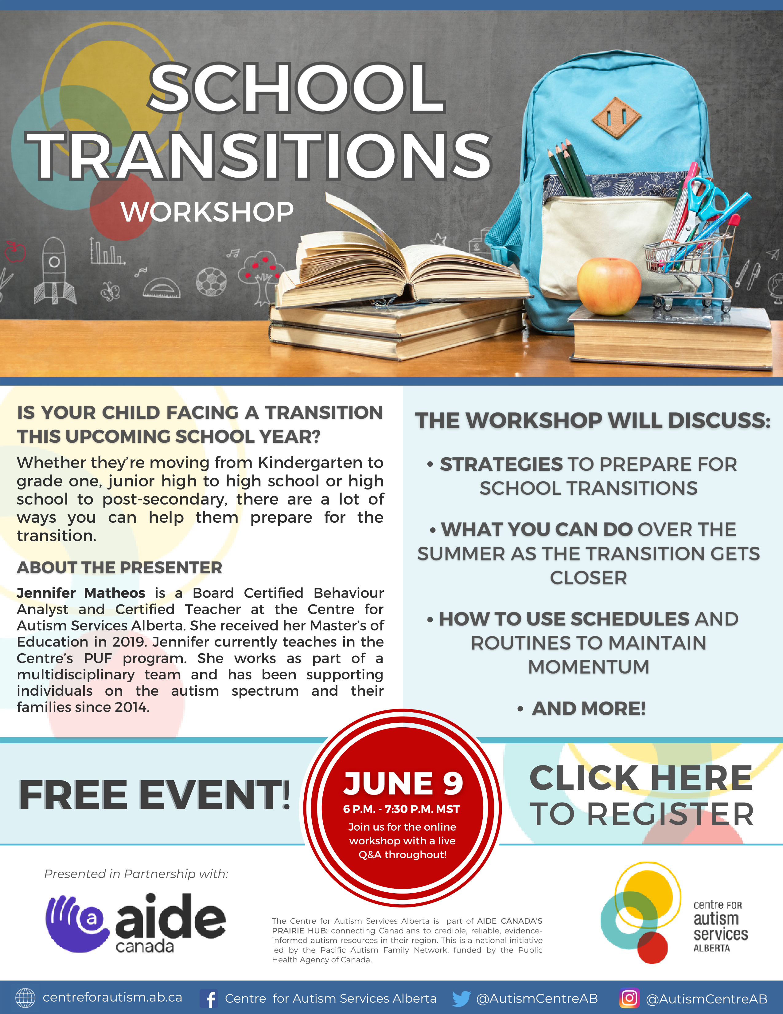 School Transitions Workshop June 9 Flyer